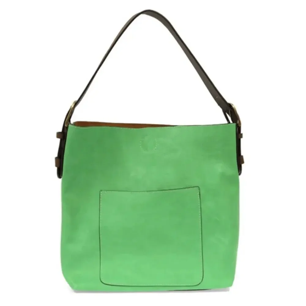 Susan Joy Hobo Handbag PLUS insert bag. Vegan leather - Fresh Apple green/brown